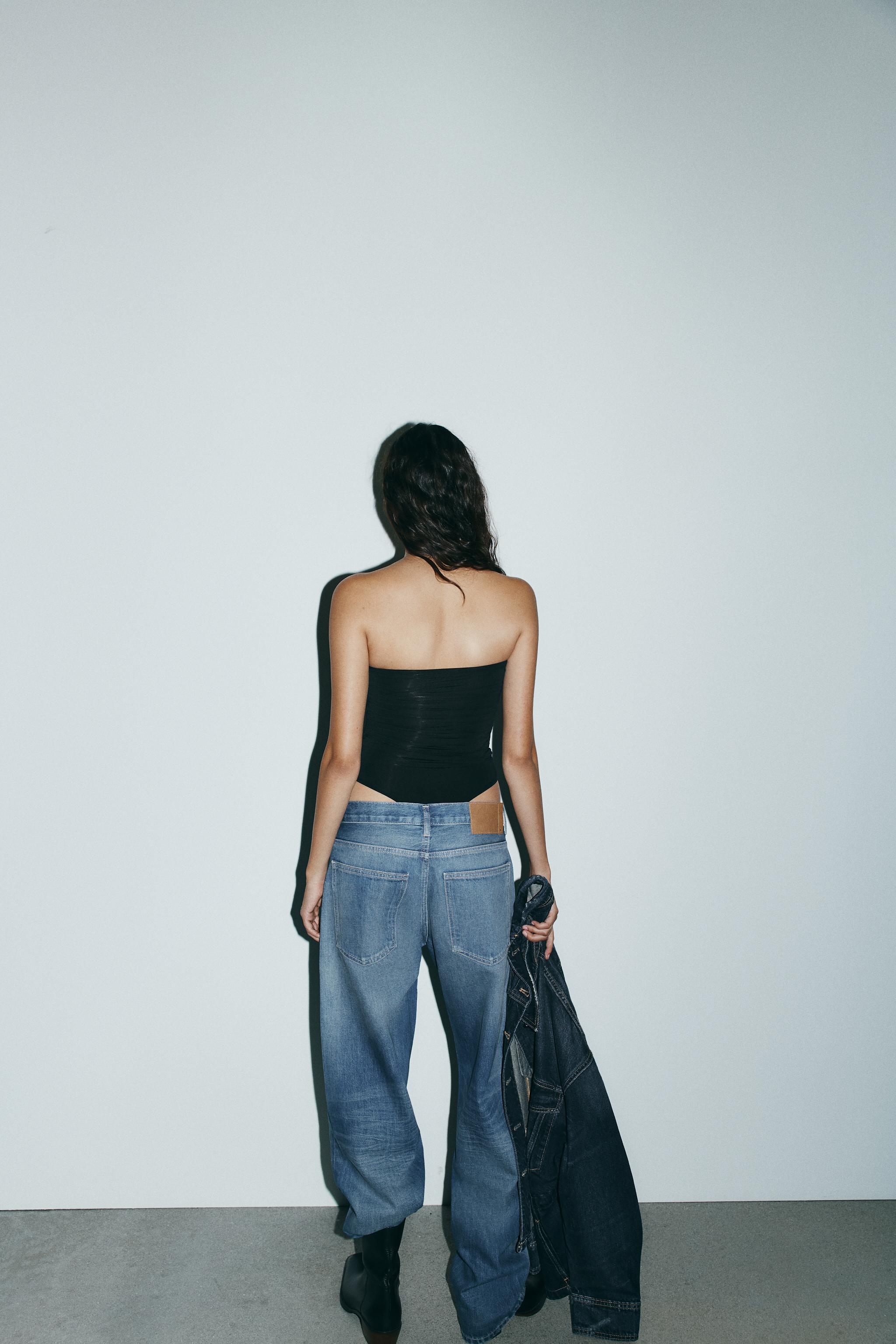 RUCHED POLYAMIDE BANDEAU BODYSUIT